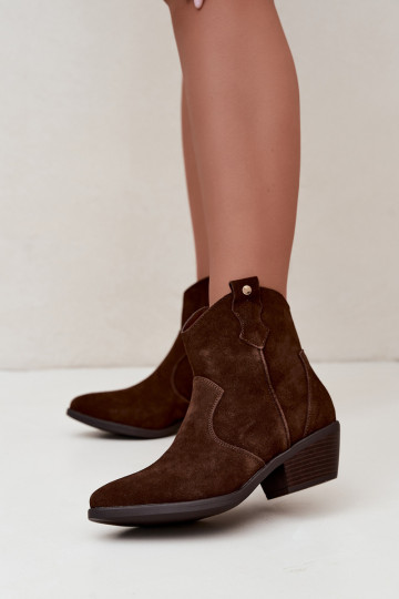 Botins de estilo cowboy castanhos chocolate com salto Big Star 2