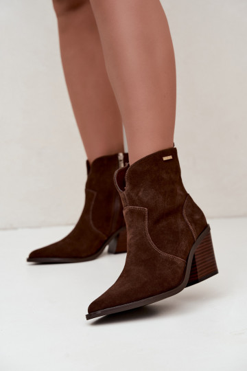 Botins de estilo cowboy castanhos chocolate com salto Big Star 2