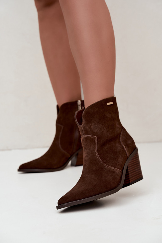 Botins de estilo cowboy castanhos chocolate com salto Big Star