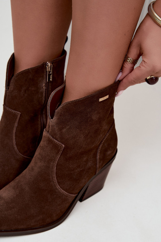 Botins de estilo cowboy castanhos chocolate com salto Big Star