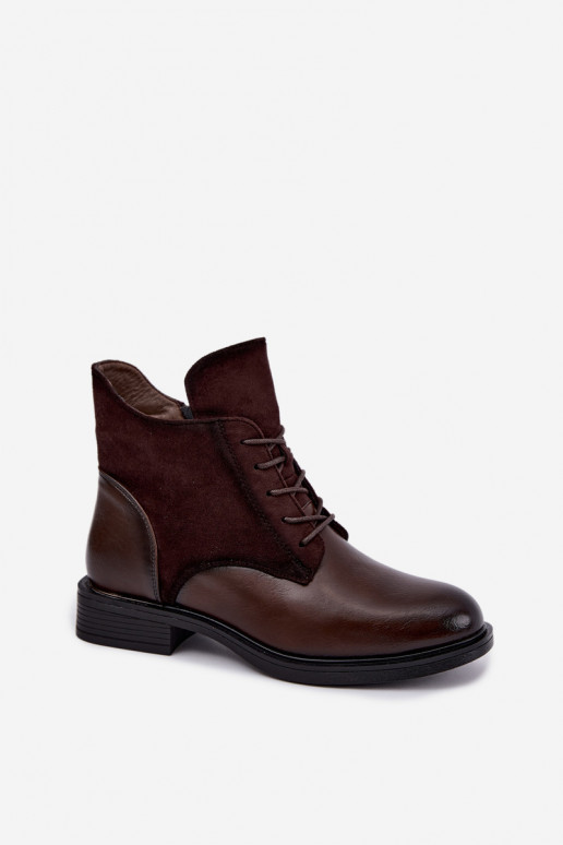 Botins castanhos chocolate com saltos largos Ismerae
