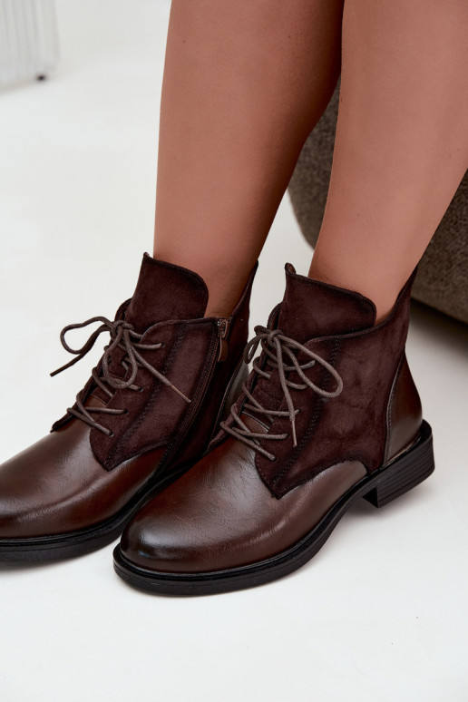 Botins castanhos chocolate com saltos largos Ismerae