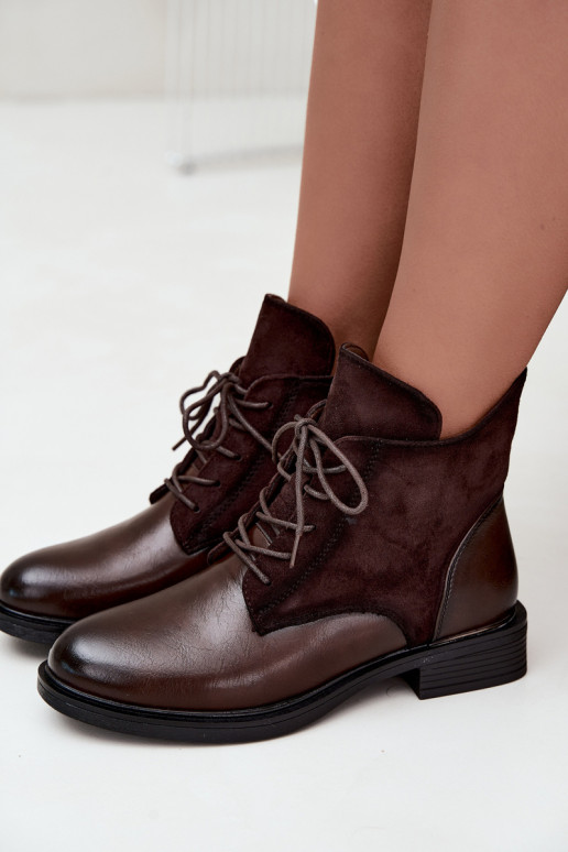 Botins castanhos chocolate com saltos largos Ismerae