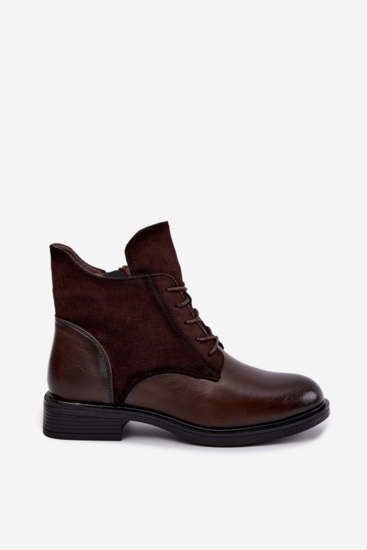 Botins castanhos chocolate com saltos largos Ismerae