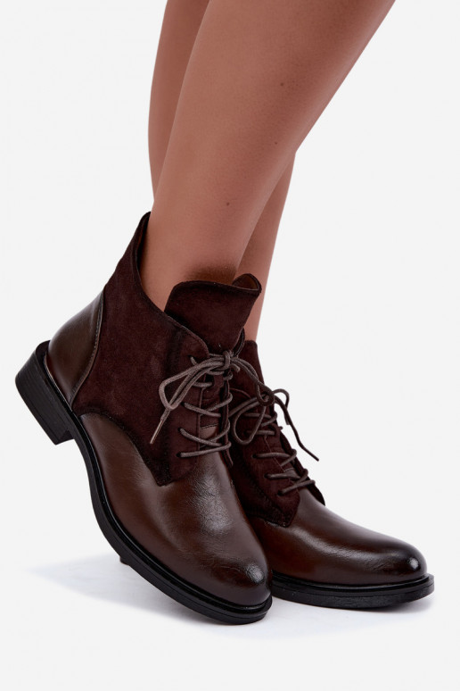 Botins castanhos chocolate com saltos largos Ismerae