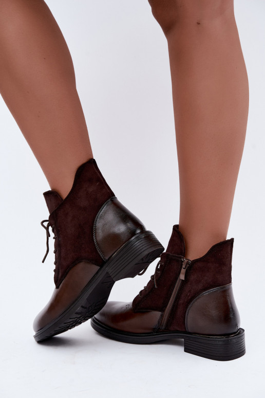 Botins castanhos chocolate com saltos largos Ismerae