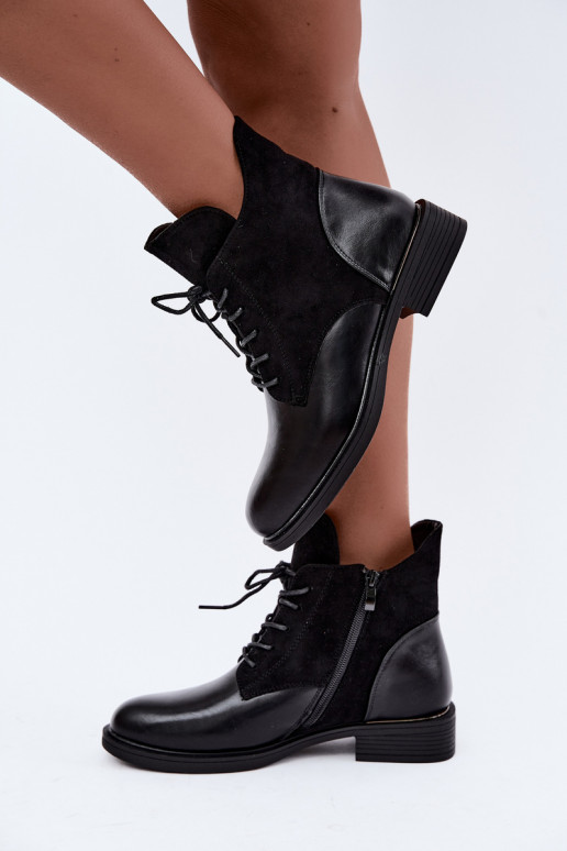 Botins pretos com saltos largos Ismerae