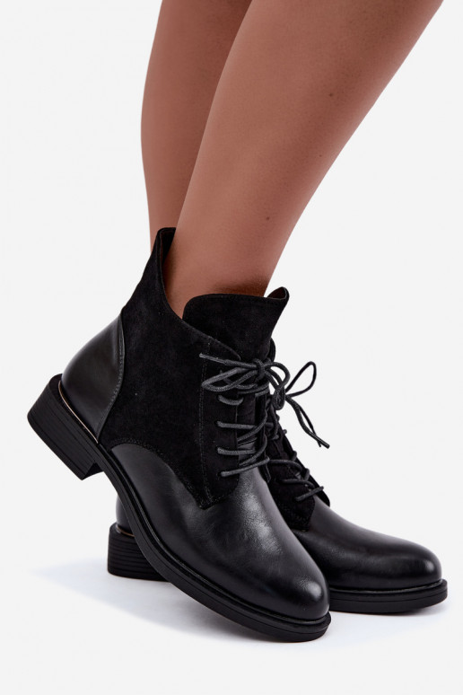 Botins pretos com saltos largos Ismerae