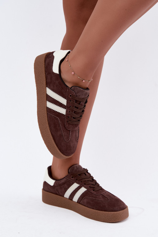 Ténis de camurça cor chocolate e branco Bellmont
