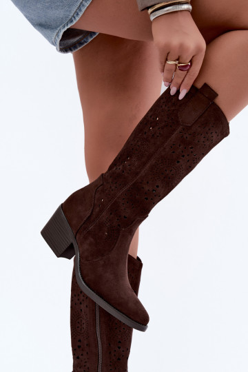 Botas de cowboy recortadas com salto CzekoladoĮe Garena