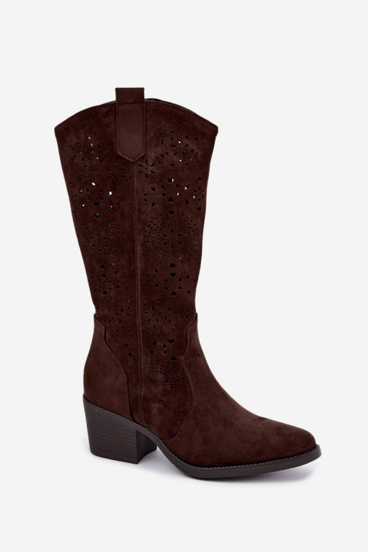Botas de cowboy recortadas com salto CzekoladoĮe Garena