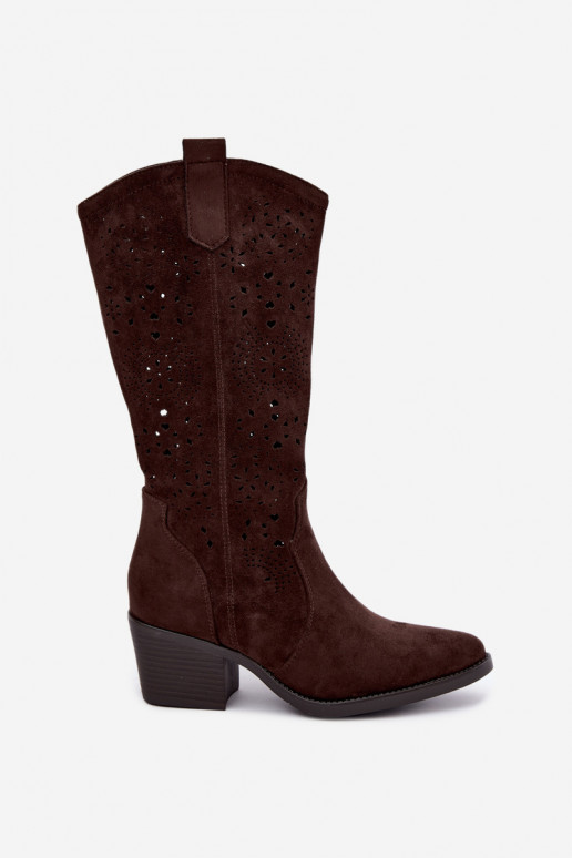 Botas de cowboy recortadas com salto CzekoladoĮe Garena