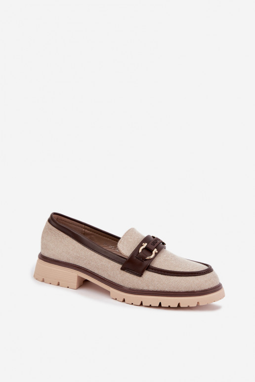 Mocassins femininos com detalhes elegantes nas cores areia e marrom Brika