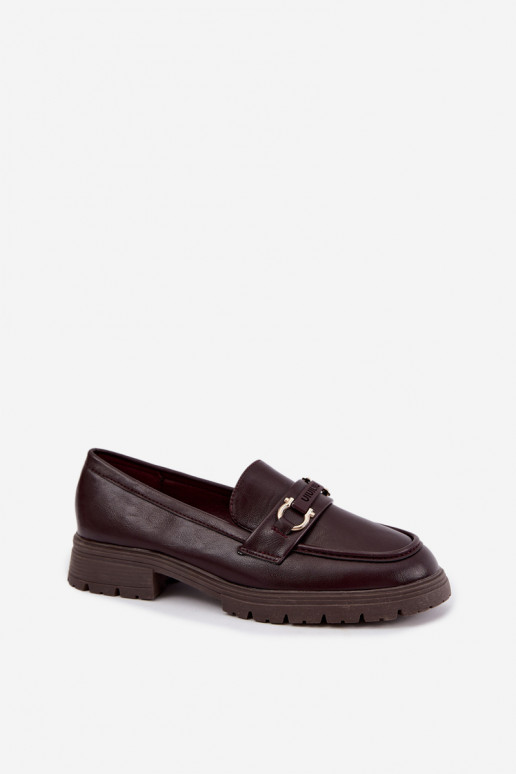 Mocassins femininos com detalhes elegantes na cor bordô Brika