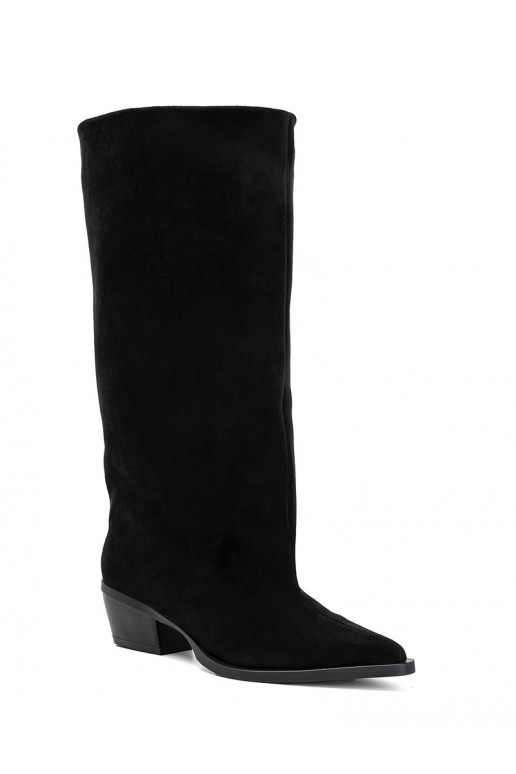 botas altas slip-on com saltos em camurça sintética pretas Casella