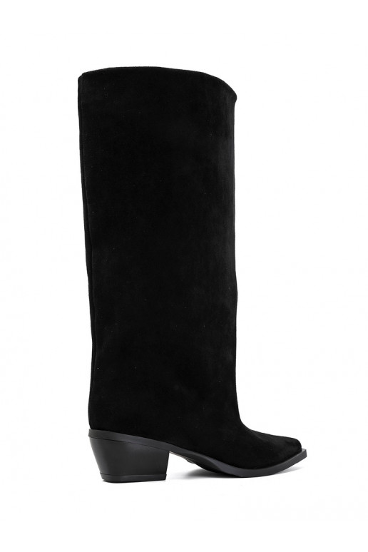 botas altas slip-on com saltos em camurça sintética pretas Casella