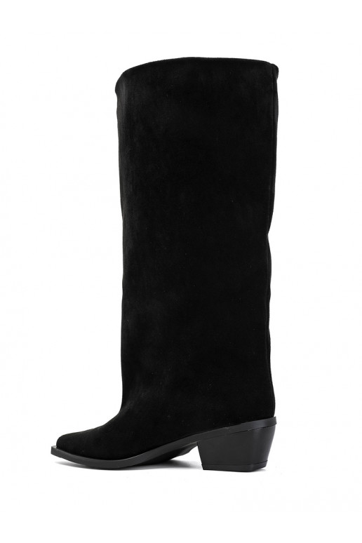 botas altas slip-on com saltos em camurça sintética pretas Casella