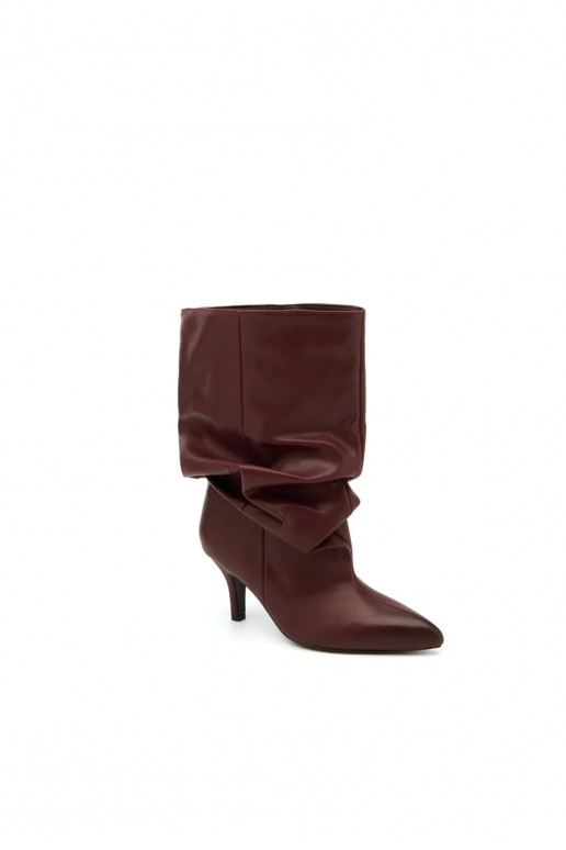 Botins slouchy com salto em bordô Gelra