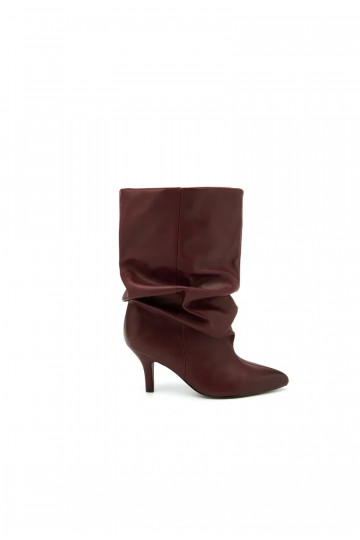 Botins slouchy com salto em bordô Gelra 2