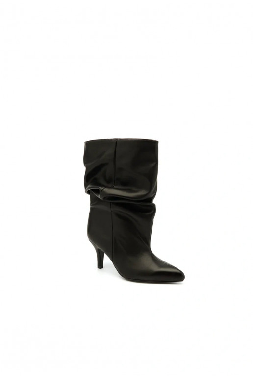 Botins slouchy com salto em preto Gelra