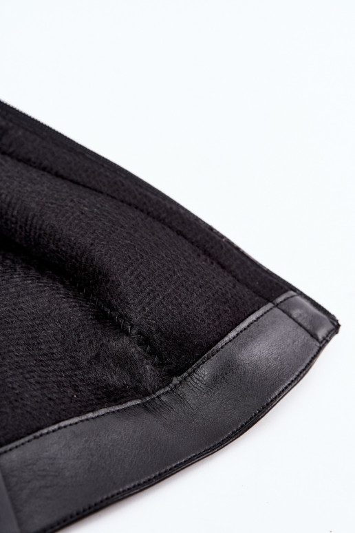 Botas altas femininas acolchoadas com cano costurado e saltos pretos Salia