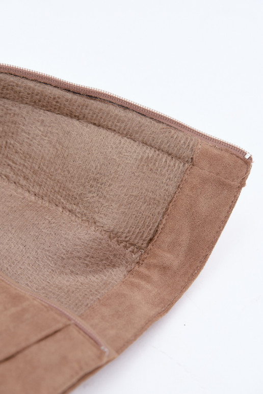 Botas altas femininas acolchoadas com cano costurado e saltos areia Salia