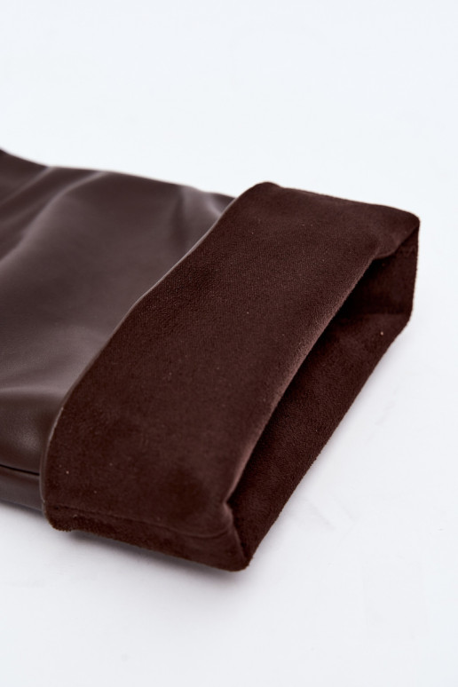 Botins femininos aquecidos com saltos finos chocolate Olivienne