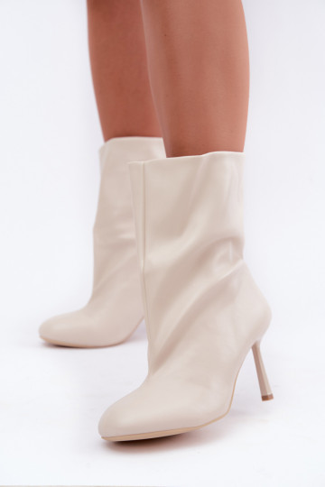 Botins de tornozelo com saltos finos marfim Jalisa