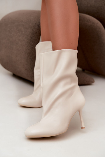 Botins de tornozelo com saltos finos marfim Jalisa 2