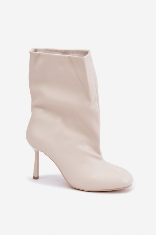 Botins de tornozelo com saltos finos marfim Jalisa