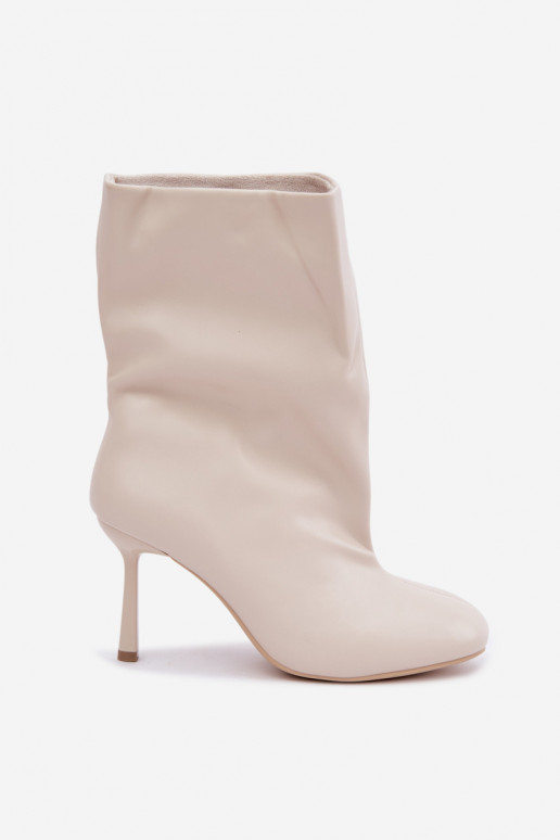 Botins de tornozelo com saltos finos marfim Jalisa