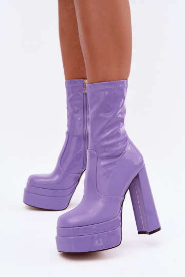 Botins envernizados com plataforma na cor violeta Lotisha 2
