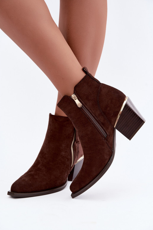 Botins de estilo cowboy com fecho decorativo, chocolate Jarelia