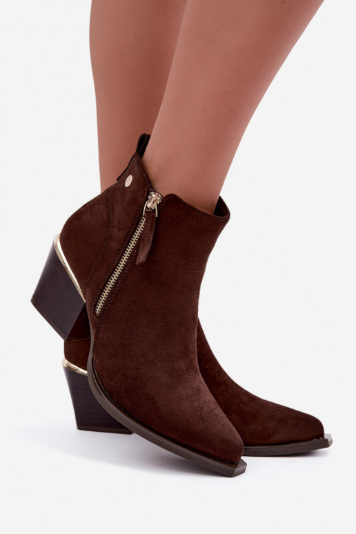 Botins de estilo cowboy com fecho decorativo, chocolate Jarelia