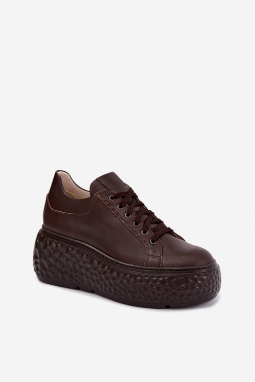 Ténis de couro com plataforma Zazoo N1000S4, chocolate