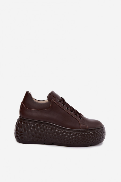 Ténis de couro com plataforma Zazoo N1000S4, chocolate