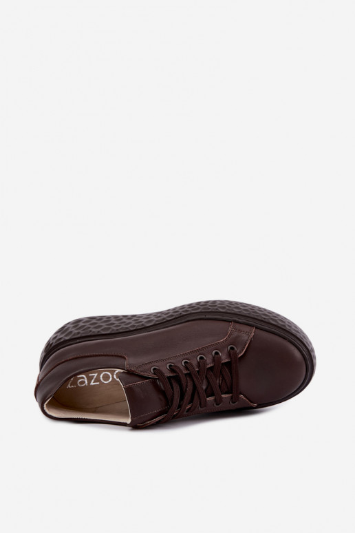 Ténis de couro com plataforma Zazoo N1000S4, chocolate