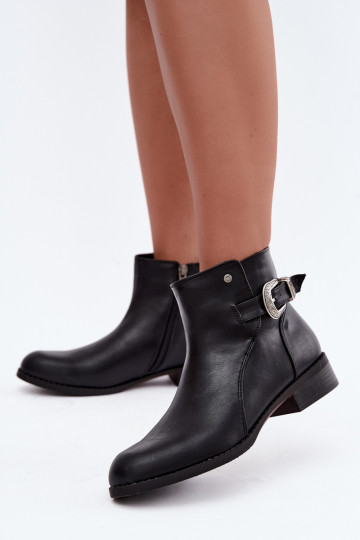 Botins femininos isolados com fivela decorativa Medicine RIN16-OBD421-99X, preto
