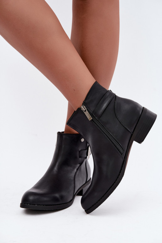 Botins femininos isolados com fivela decorativa Medicine RIN16-OBD421-99X, preto