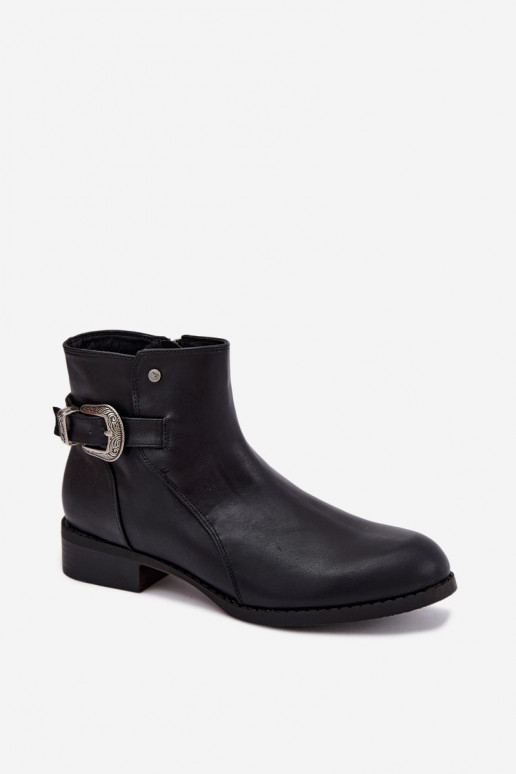 Botins femininos isolados com fivela decorativa Medicine RIN16-OBD421-99X, preto