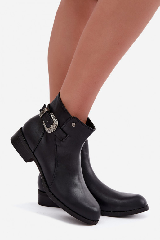 Botins femininos isolados com fivela decorativa Medicine RIN16-OBD421-99X, preto
