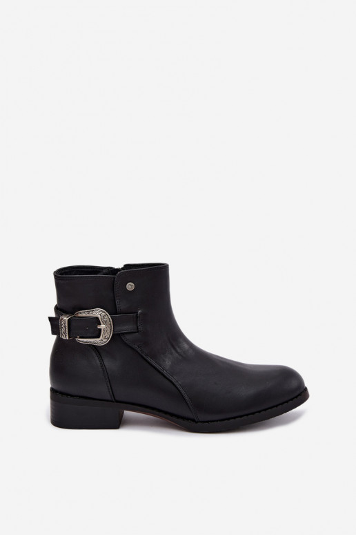 Botins femininos isolados com fivela decorativa Medicine RIN16-OBD421-99X, preto