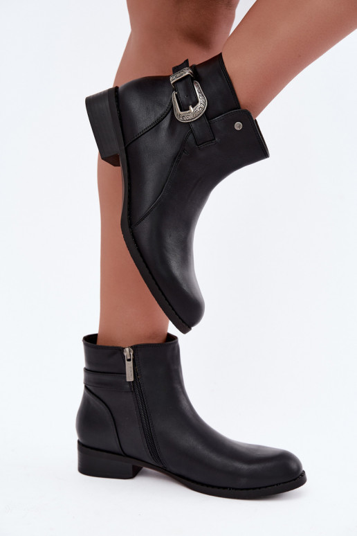 Botins femininos isolados com fivela decorativa Medicine RIN16-OBD421-99X, preto