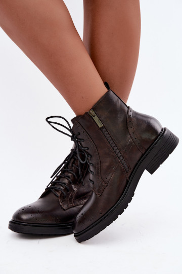 Botins femininos isolados com saltos largos Medicine RIN16-OBD426-88X, castanho escuro
