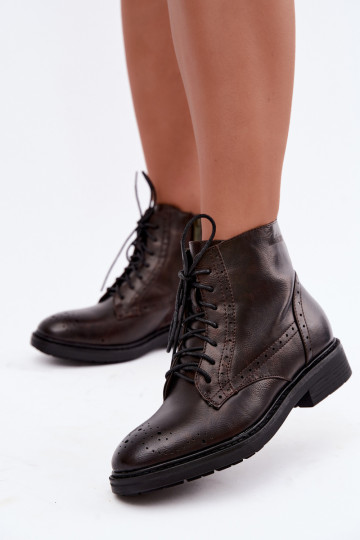 Botins femininos isolados com saltos largos Medicine RIN16-OBD426-88X, castanho escuro 2