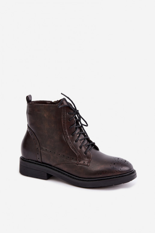 Botins femininos isolados com saltos largos Medicine RIN16-OBD426-88X, castanho escuro