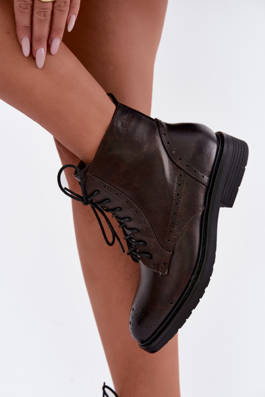 Botins femininos isolados com saltos largos Medicine RIN16-OBD426-88X, castanho escuro