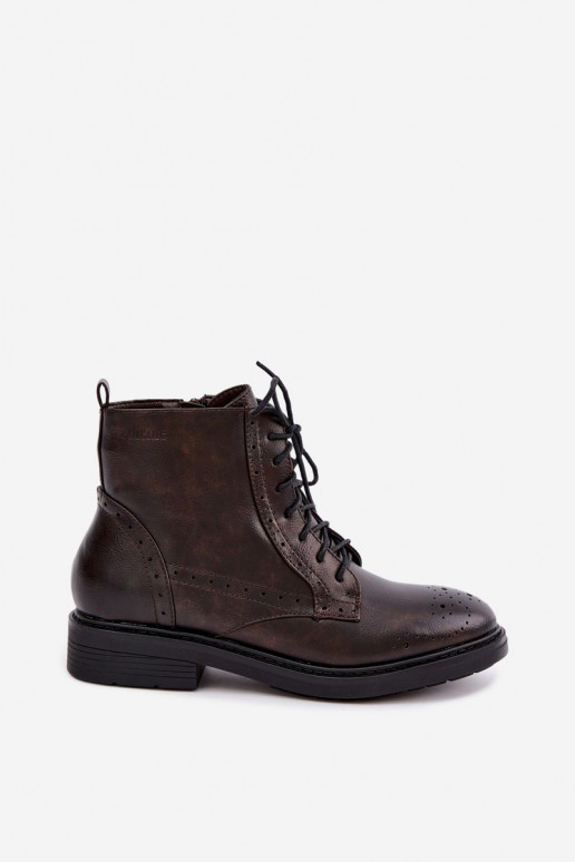 Botins femininos isolados com saltos largos Medicine RIN16-OBD426-88X, castanho escuro