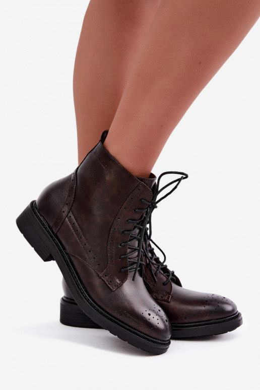 Botins femininos isolados com saltos largos Medicine RIN16-OBD426-88X, castanho escuro
