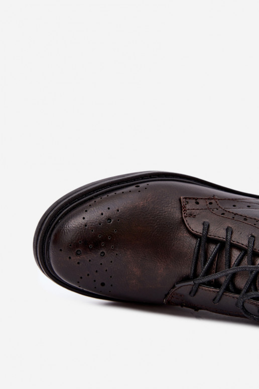 Botins femininos isolados com saltos largos Medicine RIN16-OBD426-88X, castanho escuro